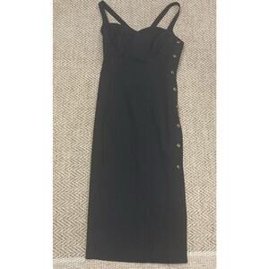 Ann Tobias Special Occassion Maxi Black Dress Size 12 Sleeveless Vtg Side Button